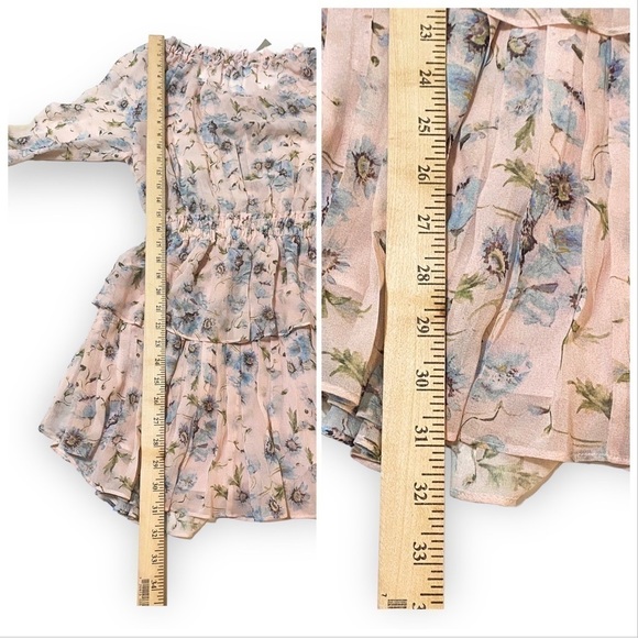 LoveShackFancy Silk Floral Popover‎ Mini Dress  Size S, Pink floral - Picture 14 of 14